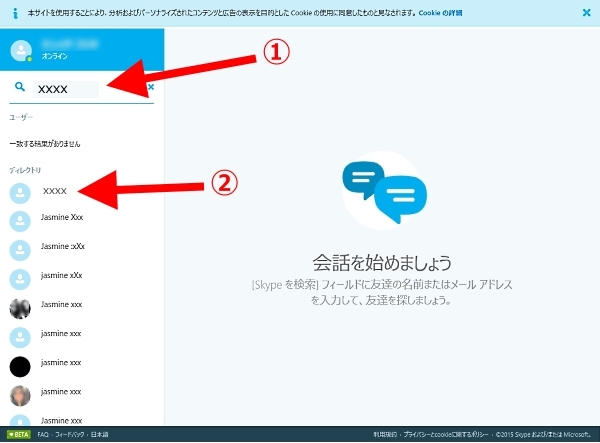 skypeスタート画面
