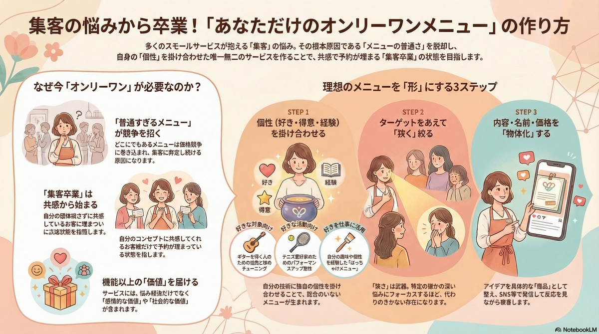 【開催レポ】集客の悩みから卒業する「あなただけのオンリーワンメニュー」開発法セミナー