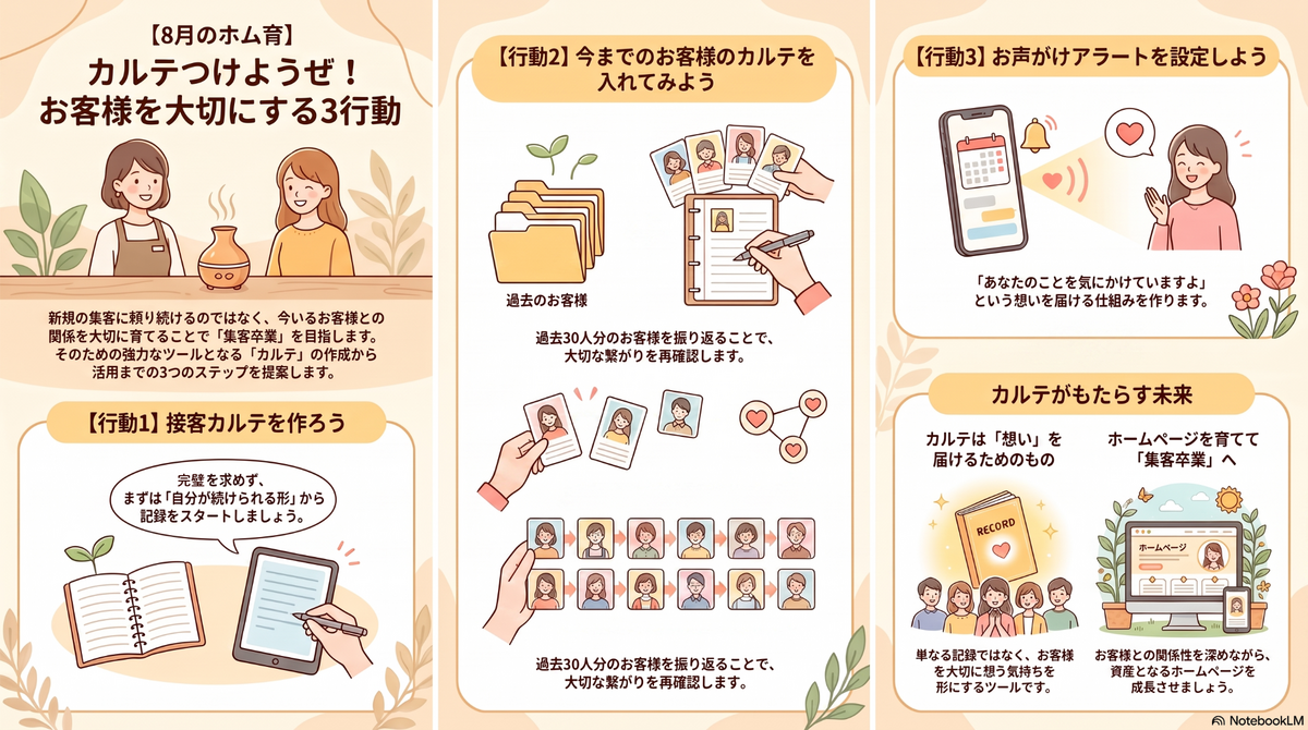 【8月のホム育】カルテつけようぜ！お客様を大切にする3行動
