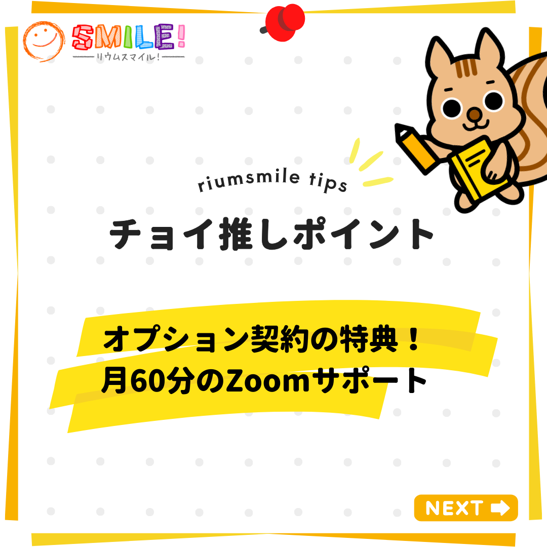 オプション契約の特典！月60分のZoomサポート